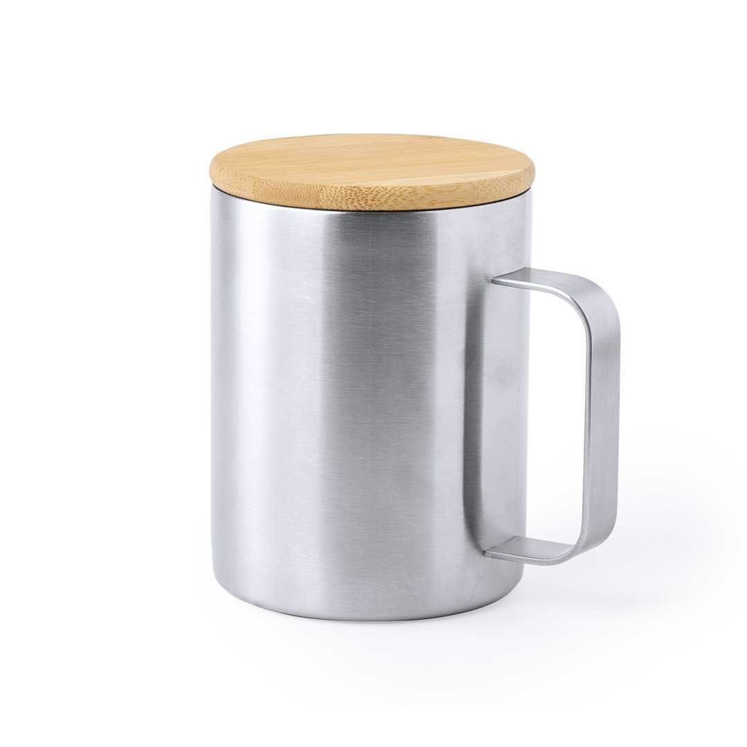 Chávena Térmica Aço e Bambu