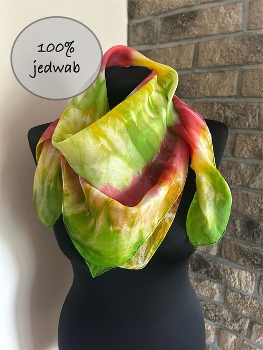 Jedwabna kolorowa chusta apaszka 100% jedwab