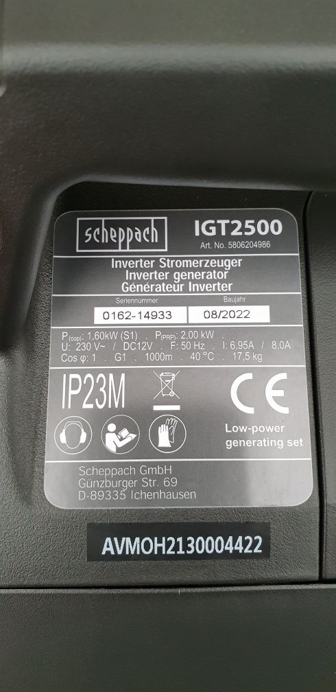 Agregat generator inverterowy  scheppach IGT2500 nowy!Gwarancja 5 lat