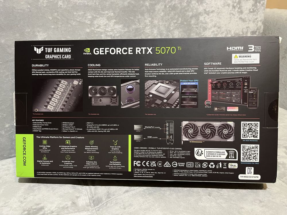 Відеокарта ASUS TUG GAMING GeForce RTX 5070 Ti OC Edition 16GB GDDR
