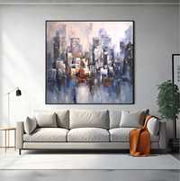 Abstrakcja miasto olej na płótnie obraz ręcznie malowany 100 x 100 cm