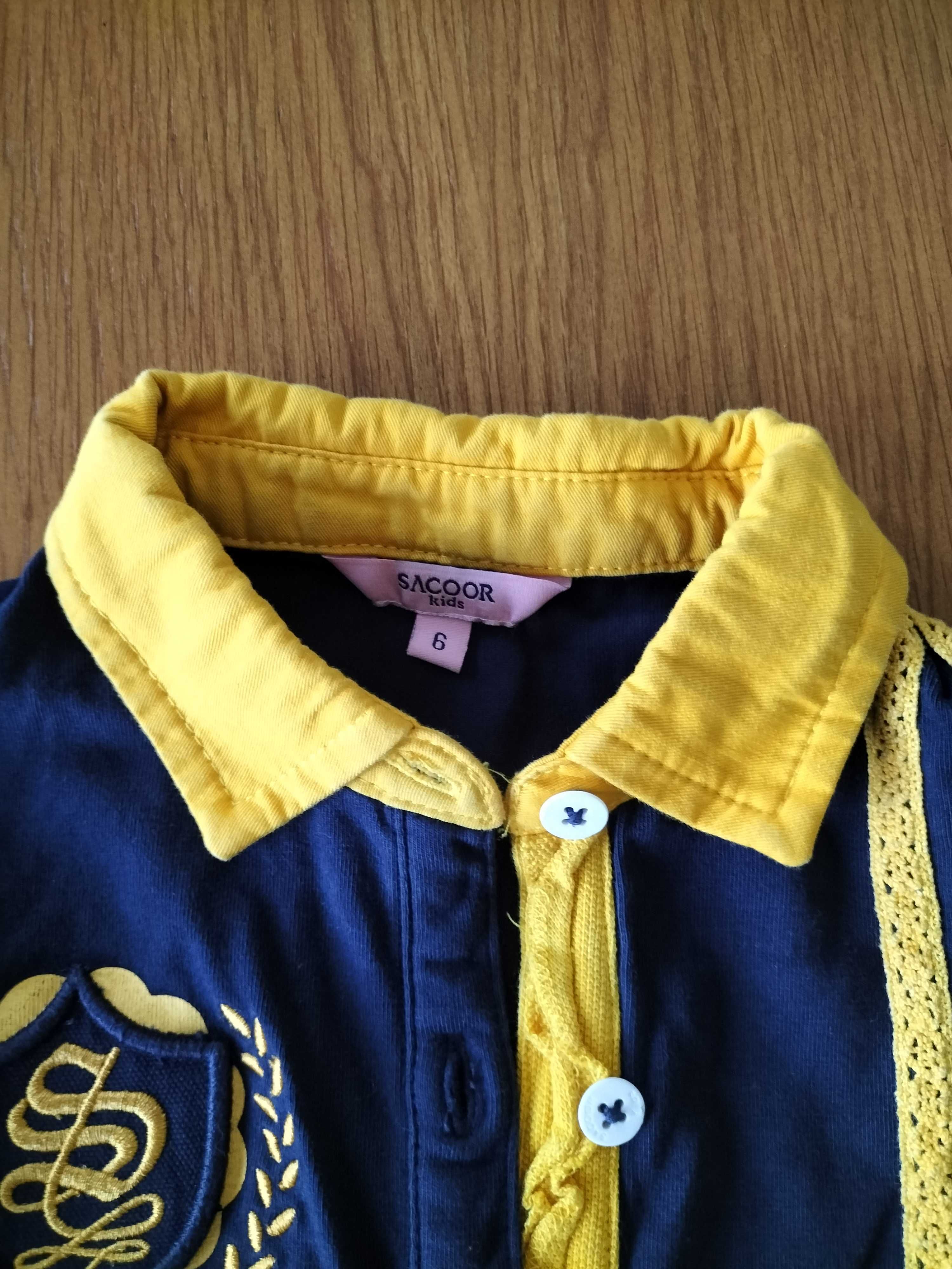 SACOOR - Polo Menina Azul e Detalhes Amarelo 6A