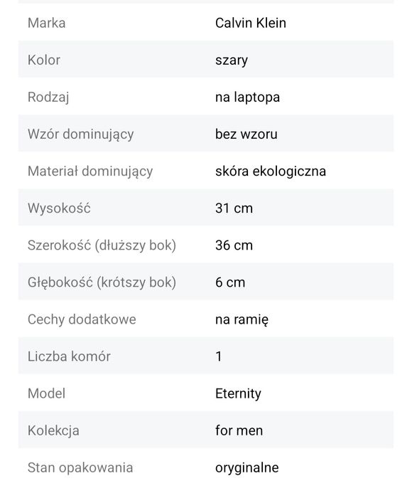 Calvin Klein, torba na laptopa
