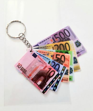 NOWY Brelok banknoty Euro breloczek do kluczy kluczyka kluczyków