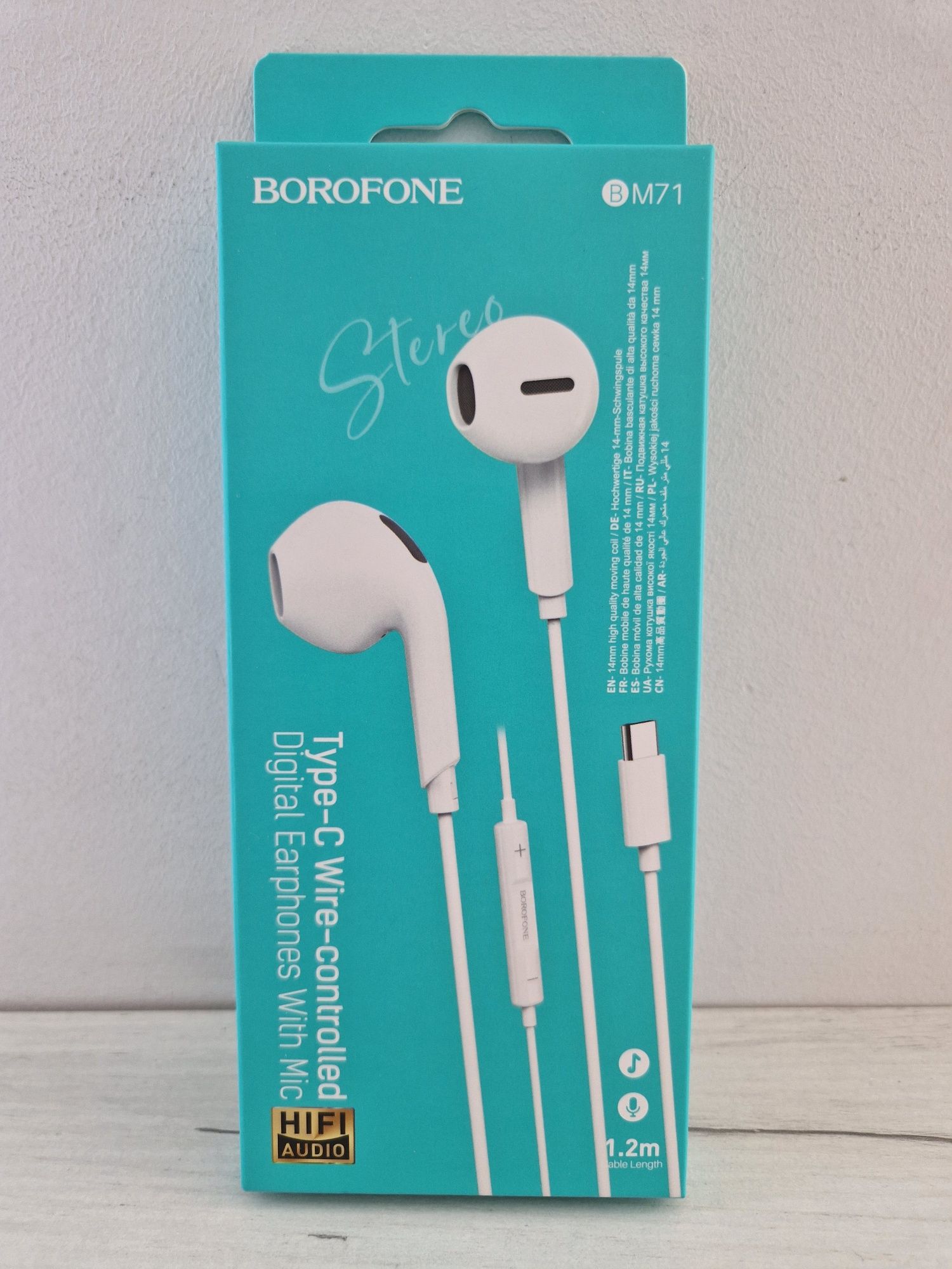 Borofone Słuchawki BM71 Light Song z mikrofonem Typ C białe