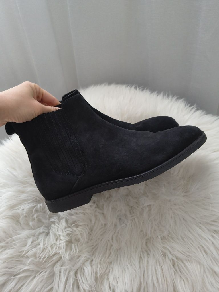 Ботинки чоловічі челсі 43 замшеві шкіряні чорні zara сапоги черевики