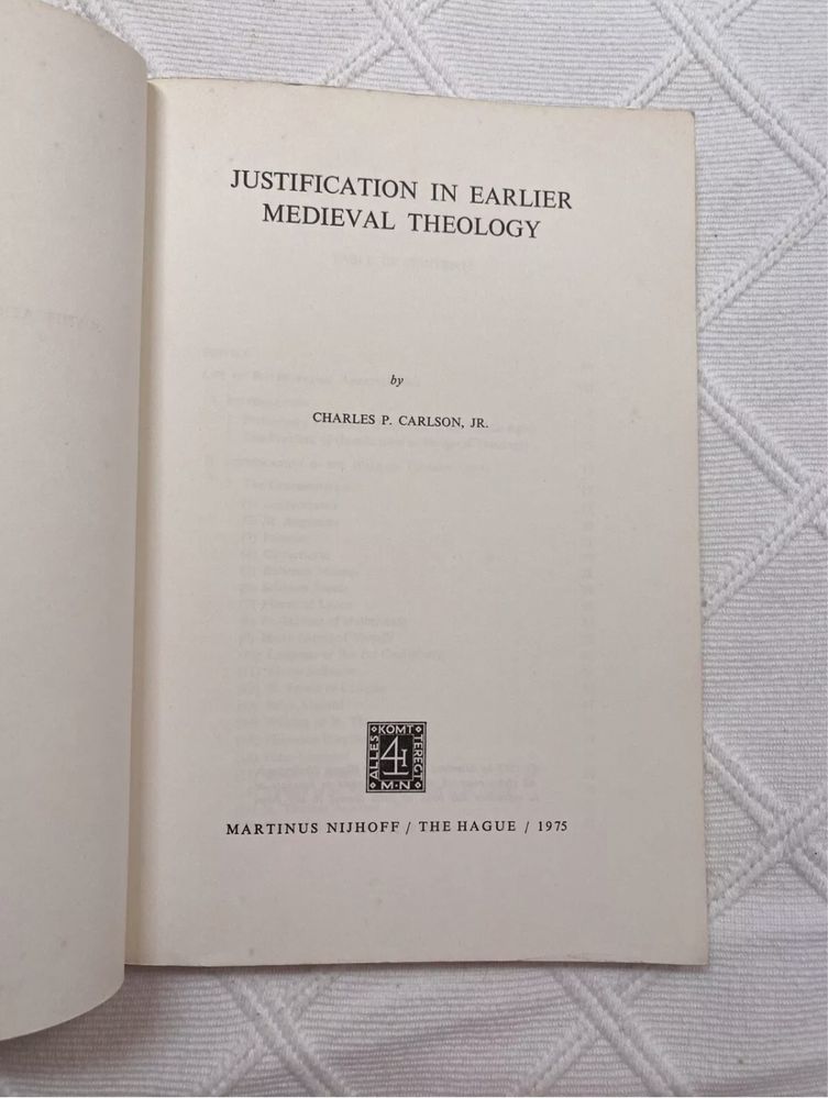 Livro Justificationin earlier Medieval Theology | Charles P. Carlson