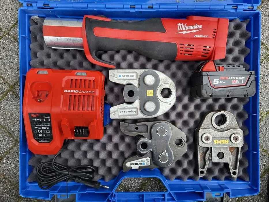 Zaciskarka Milwaukee BLHP6T + Szczęki M15 M22 U25 + Aku 5Ah Ładna!!