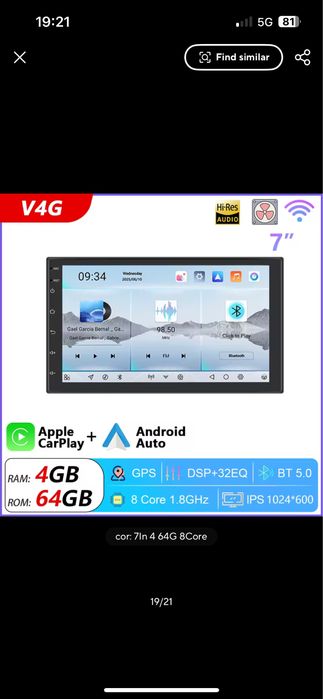 Autoradio android Podofo 7” 2din Carplay e AndroidAuto