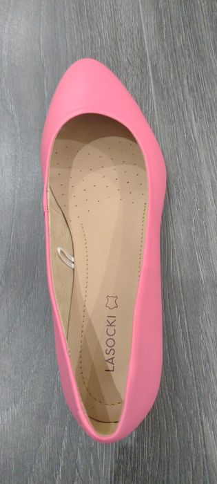 Buty baleriny Lasocki rozmiar 39 różowe skórzane