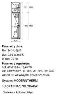 Okno Moderntherm 630 x 2590 lewe