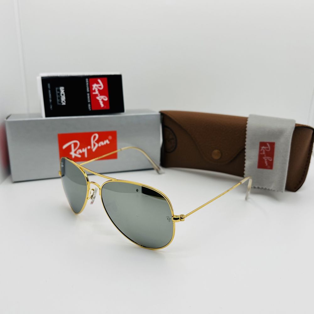 Солнцезащитные очки Ray Ban Aviator 3025 Gold-Mirrored 58мм стекло