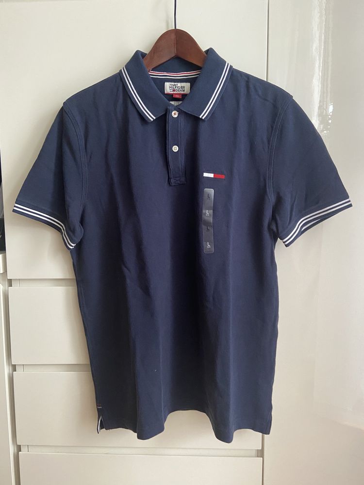 Tommy Hilfiger, r. L, NOWY oryginalny t- shirt, męska koszulka polo gr