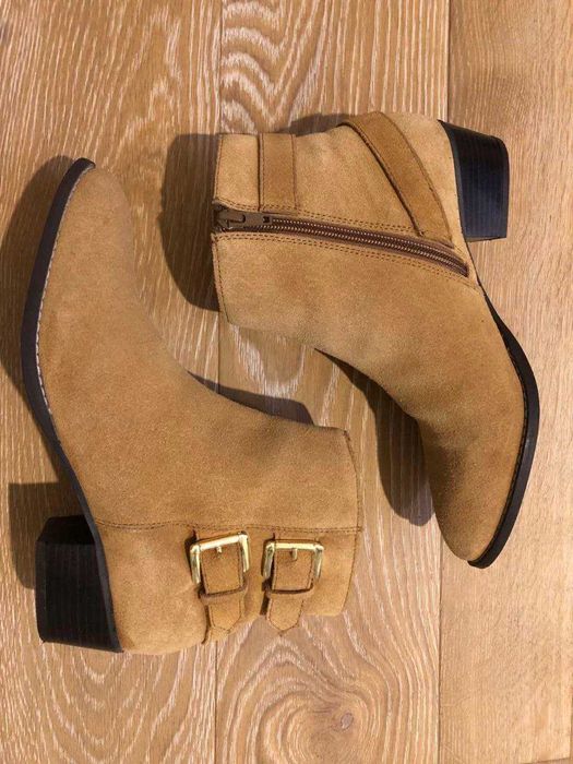 Тренд сезона-замшевые казаки женские,  рыжие, натуральный замш, р.38