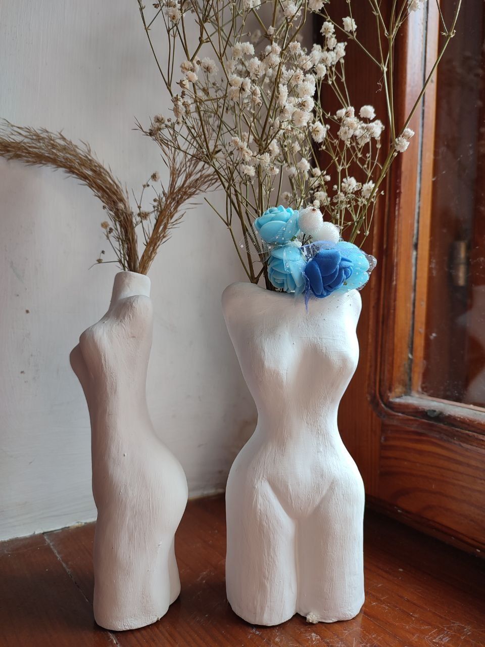 Керамічні вази для сухоцвітів, ручна робота жіноче тіло