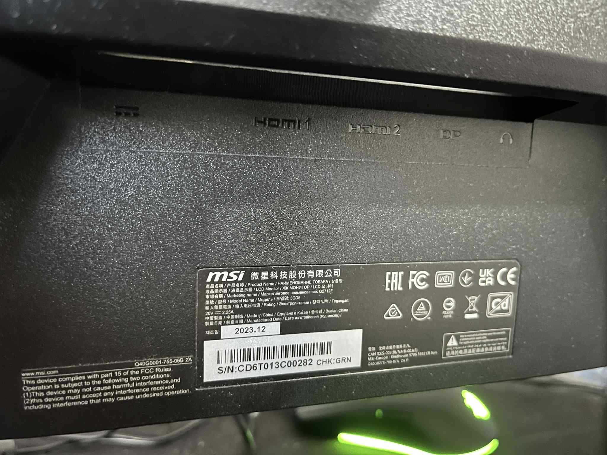 Monitor MSI G2712F 180Hz 1920x1080
