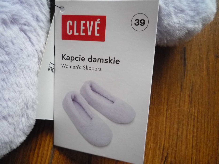 Nowe Cleve 38/39 Kapcie damskie futerko lila fiolet