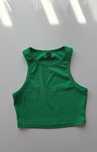 Zielony prążkowany Crop top na ramiączkach