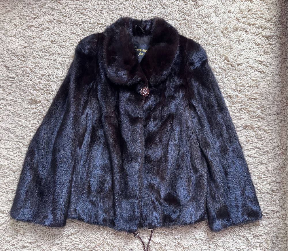 Норковий полушубок автоледі, норкова шуба.Норка Saga Mink, р. С-М