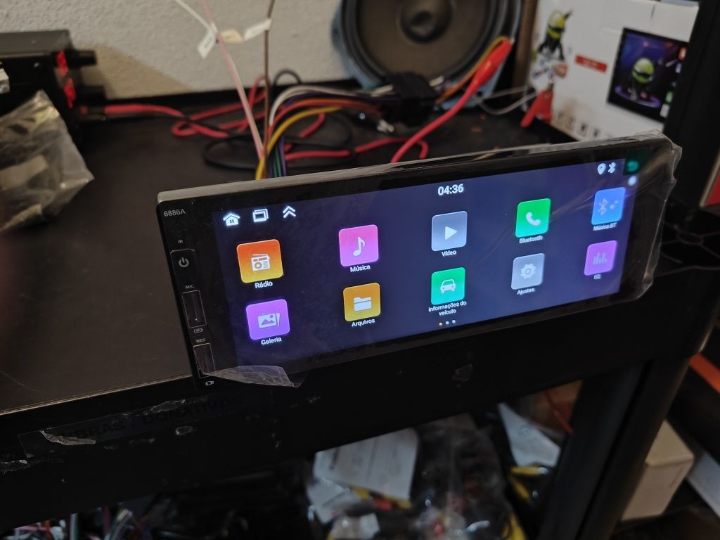 Rádio 1 DIN Android 13 ecrã 6.8" + Carplay + RDS + GPS