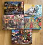 5 Puzzles variados, 1000, 2000 e 3000 peças