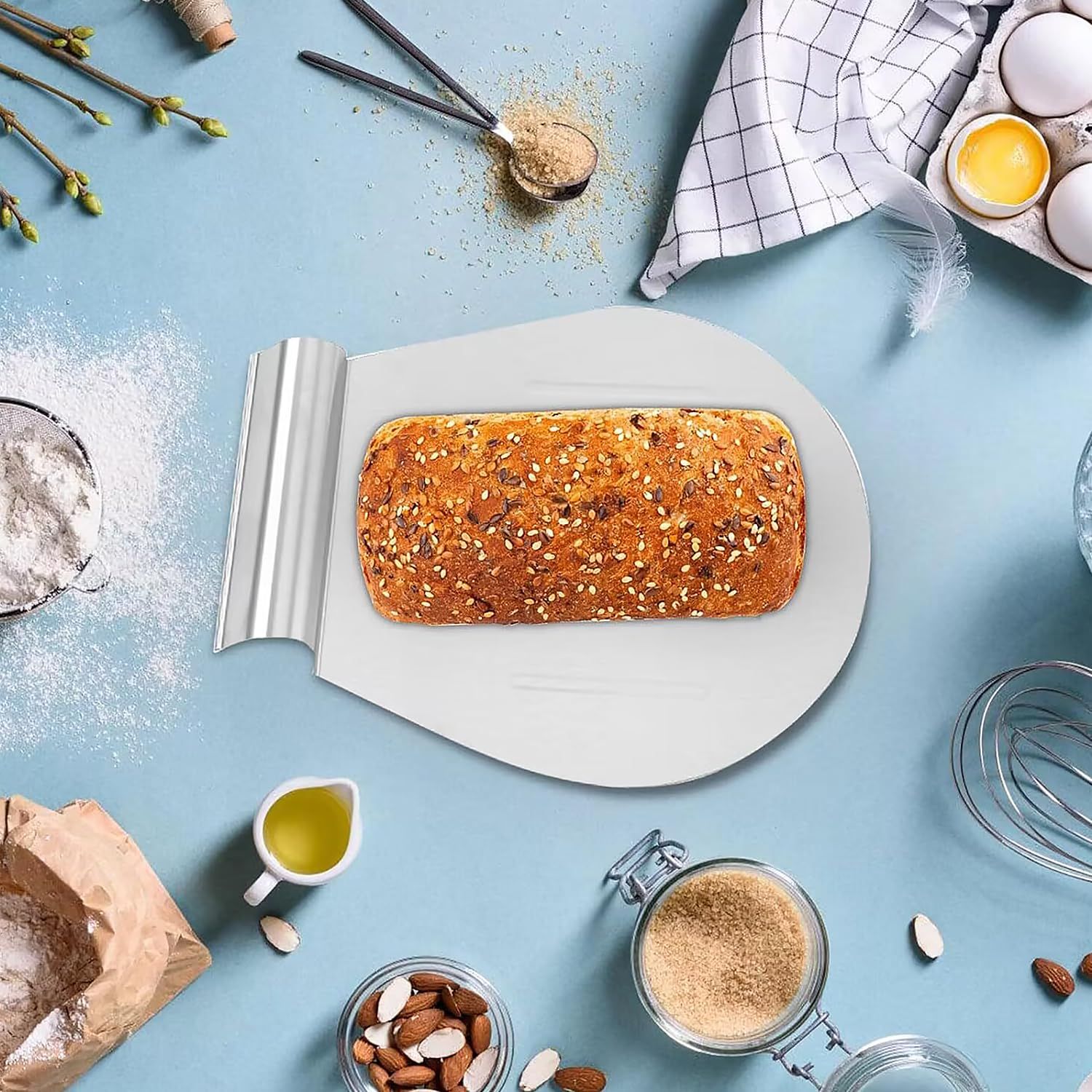 Łopata do pizzy stal nierdzewna 34x28cm taca z uchwytem