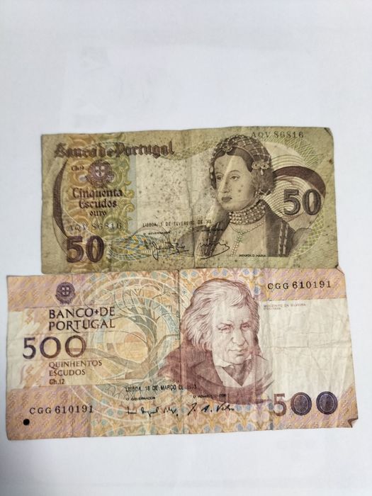 Notas 50 e 500 escudos