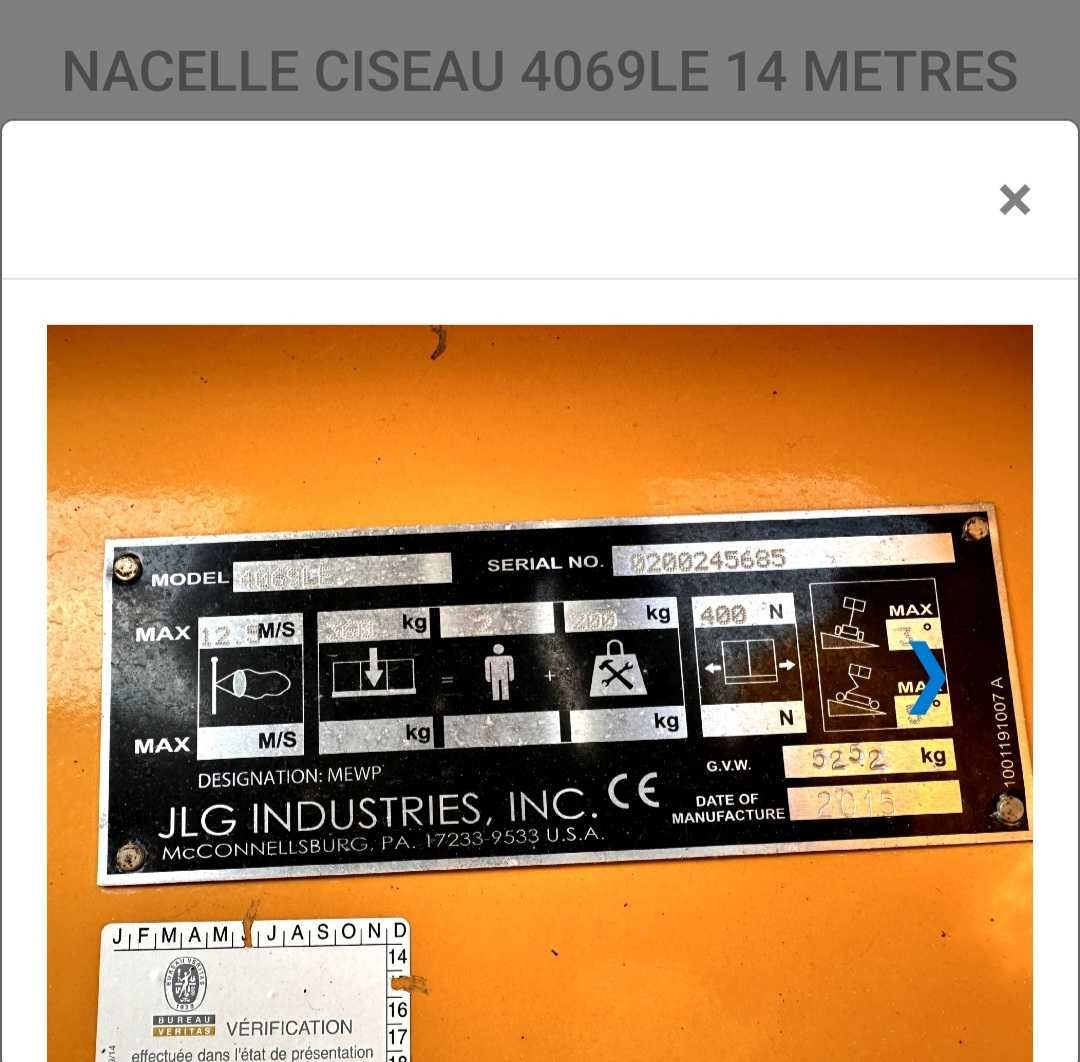 Maquina elevatoria tesoura JLG 4069 LE