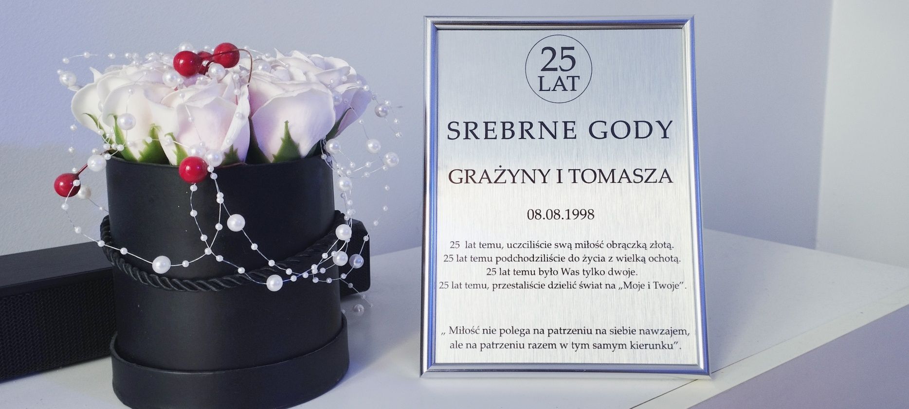 Srebrny złoty czarny elegancki certyfikat dyplom rocznica ślubu inne