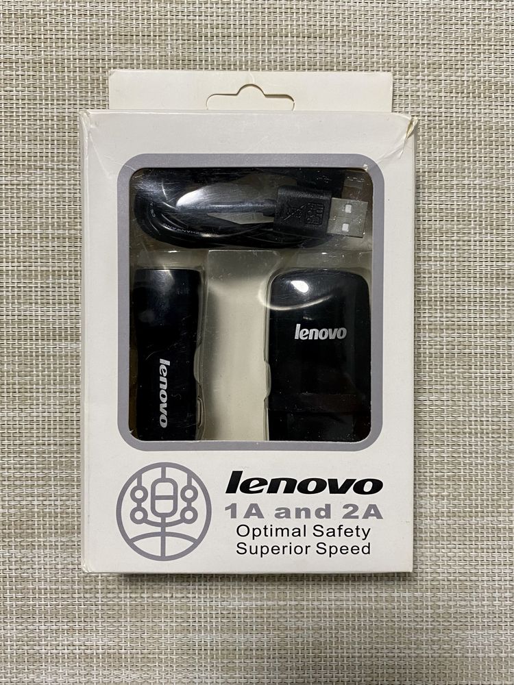 Зарядное устройство lenovo сеть+авто, usb 2.0 - micro usb, 1,2м black