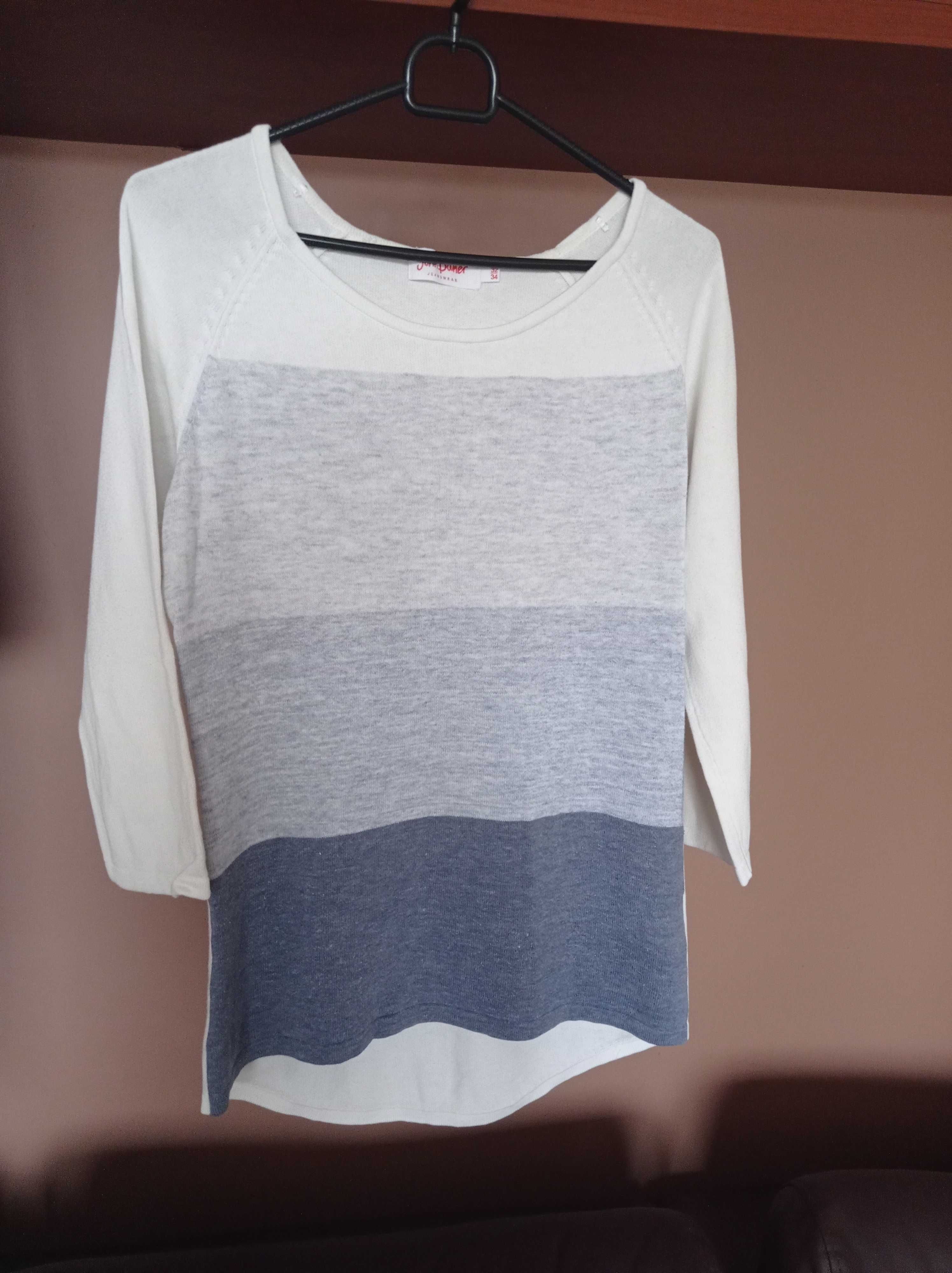 sweter w pasy rękaw 3/4