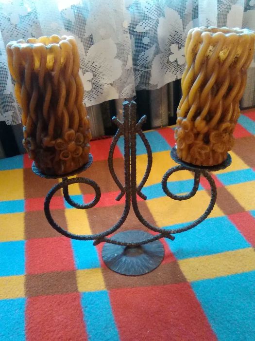 Świecznik ze świecami z PRL