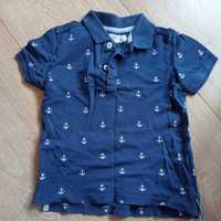 L.O.G.G. T-shirt granatowe polo kotwice lato H&M 98-104cm 2-4lata