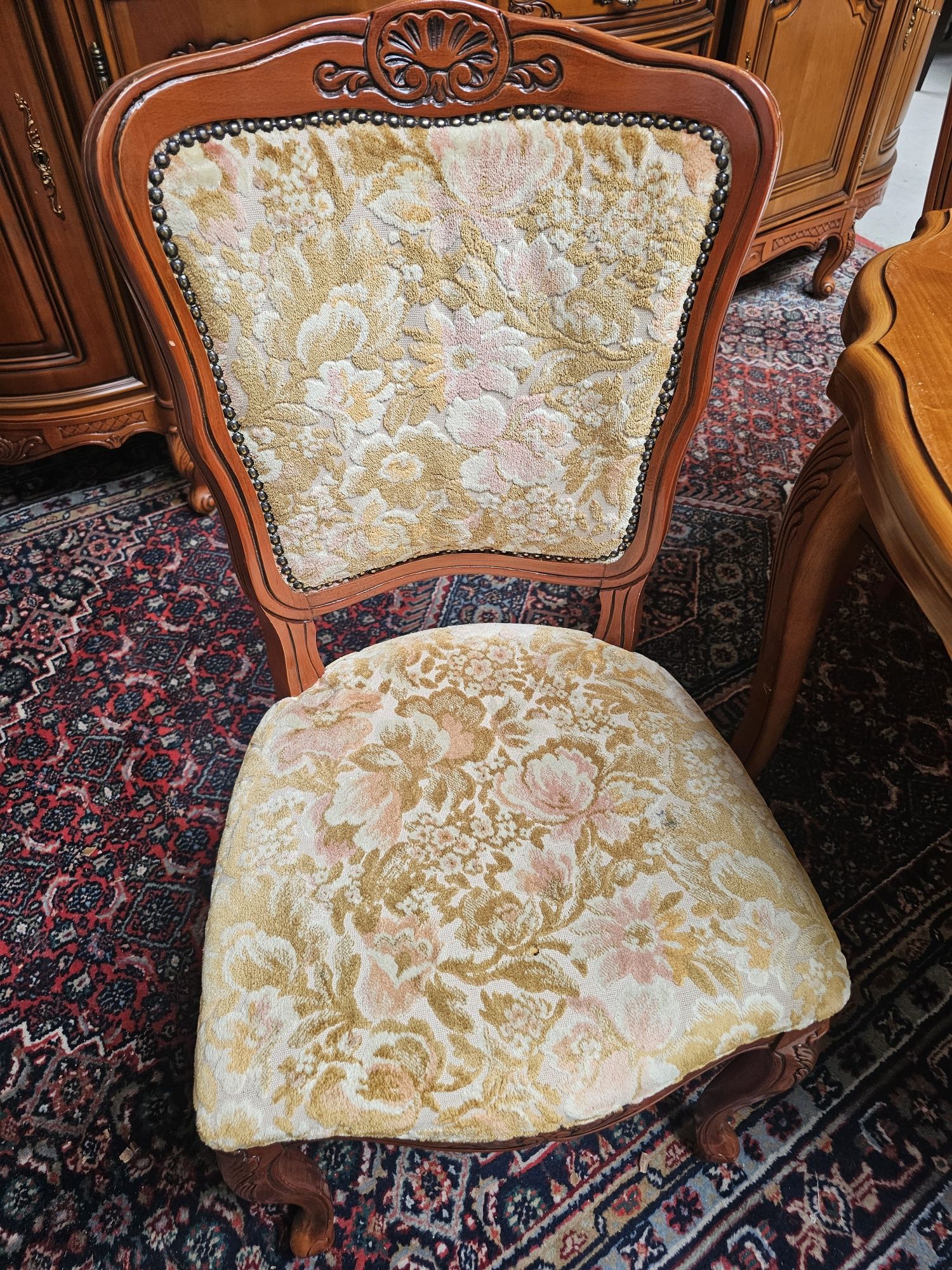 Rozkladany owalny stół Ludwik + 5 krzeseł tapicer. #958 Stylowy Węgrów