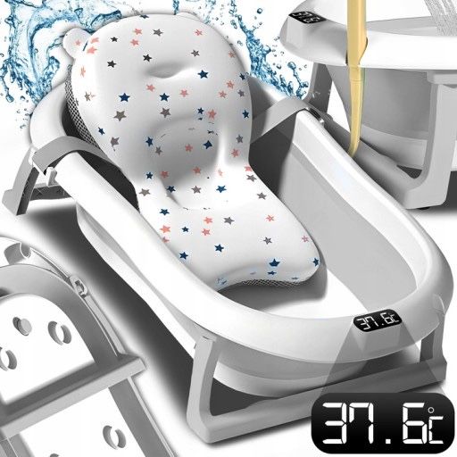 БЕЗ ПЕРЕДОПЛАТ! Дитяча складна ванночка з термометром та подушкою