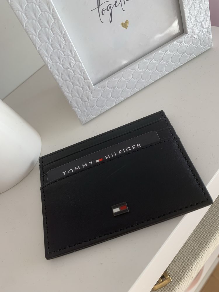 Portfel tommy hilfiger na karty nowy skora naturalna skorzany