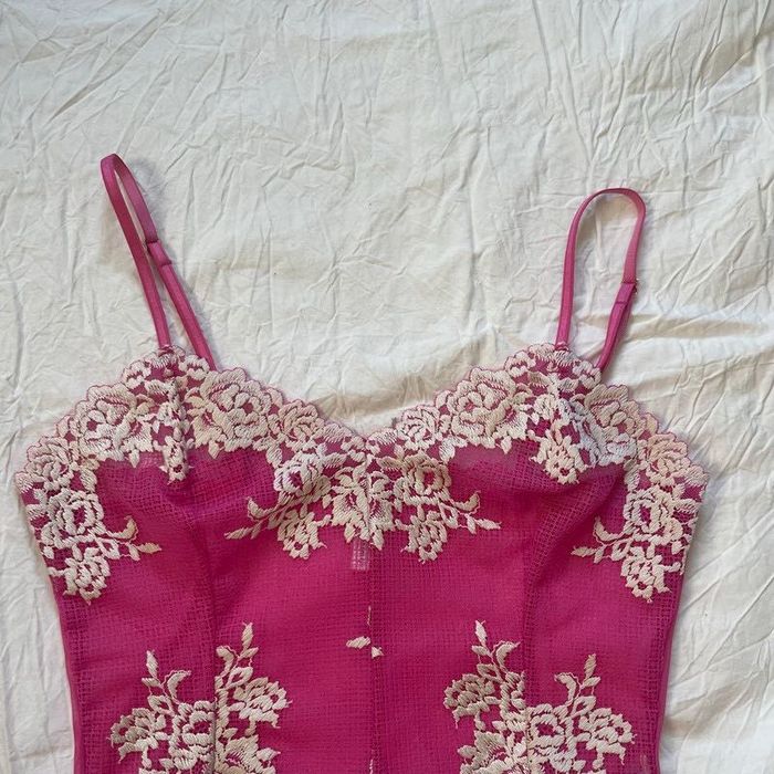 Intimissimi nowe body różowe seria Pretty Flowers sexy koronka S