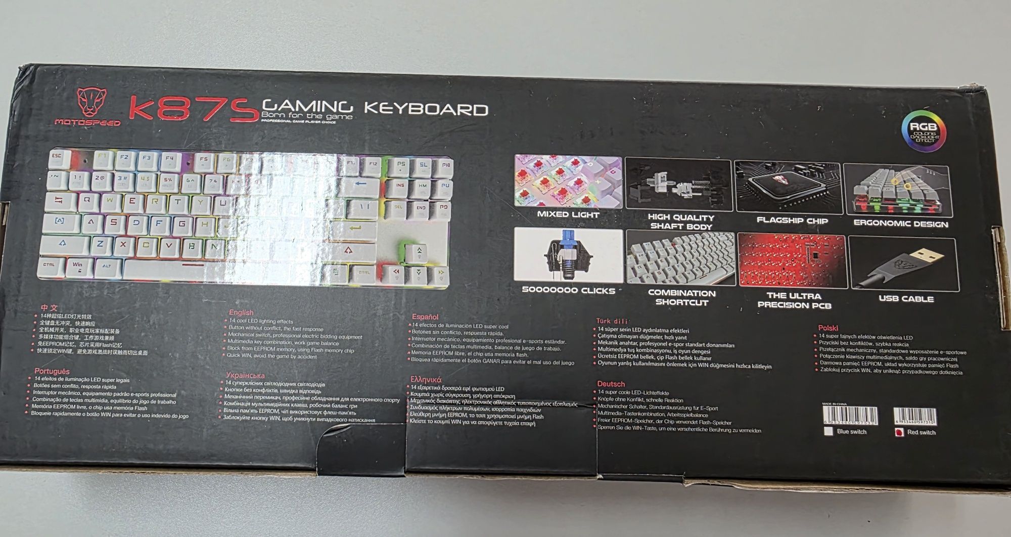 Teclado mecânico Gamming Motospeed K87S RGB