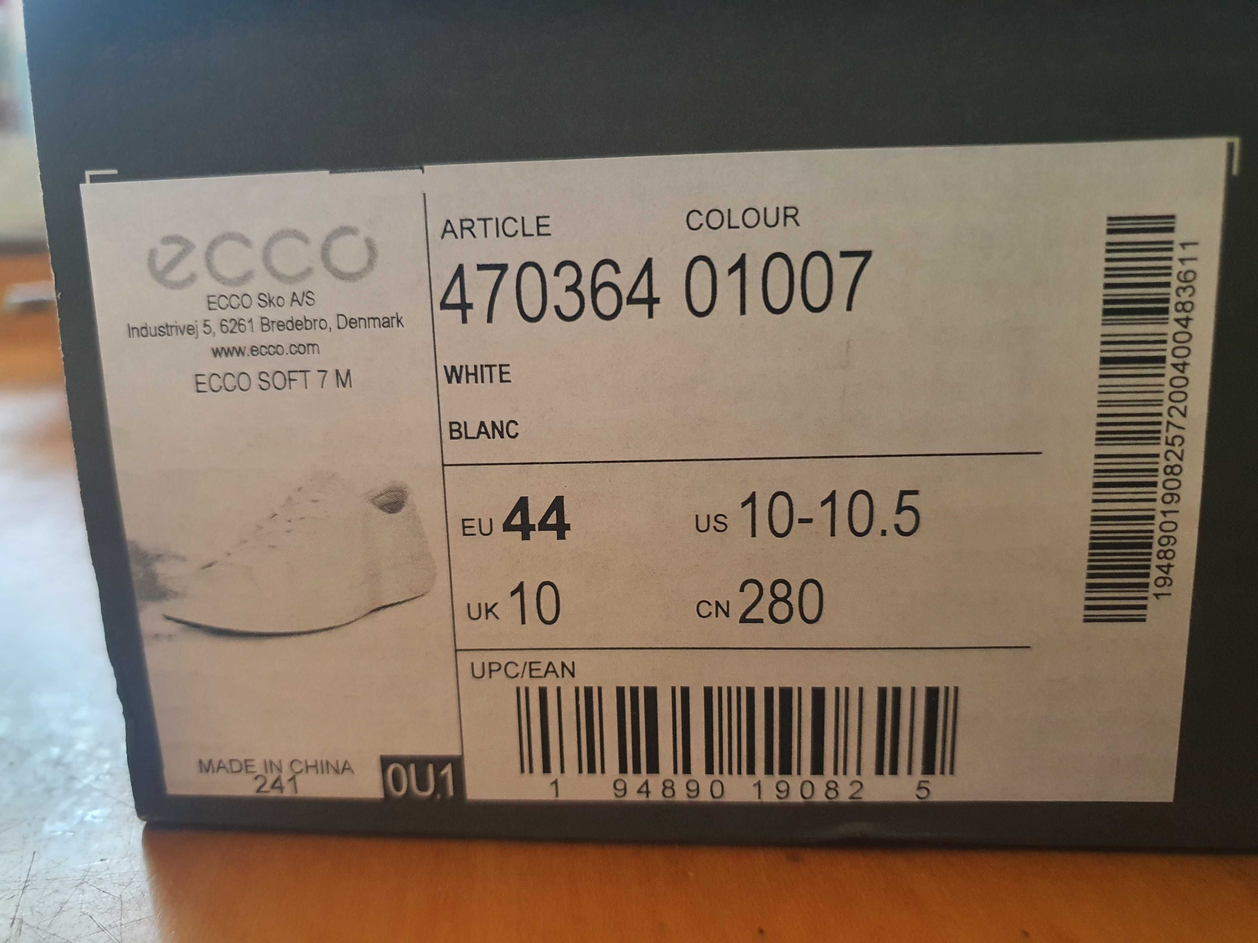 Buty Ecco Soft 7 M klasyczne skórzane białe  44 EU  28 CM