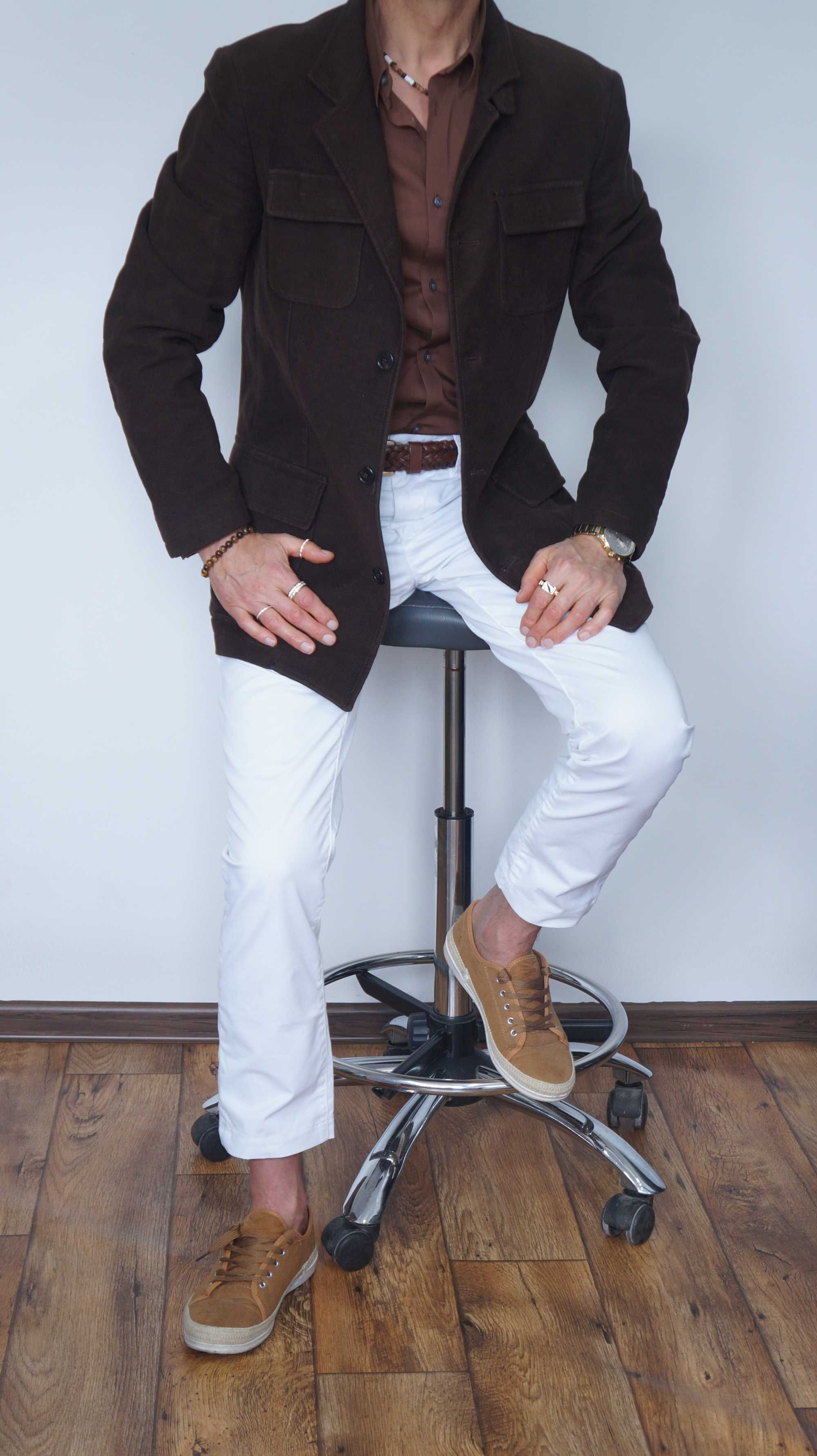 Marynarka Safari Massimo Dutti Rozmiar M/38 Kolor Brąz Głęboki