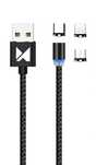 Kabel Magnetyczny 3W1 Micro Usb / Lightning / Usb Typ C Czarny