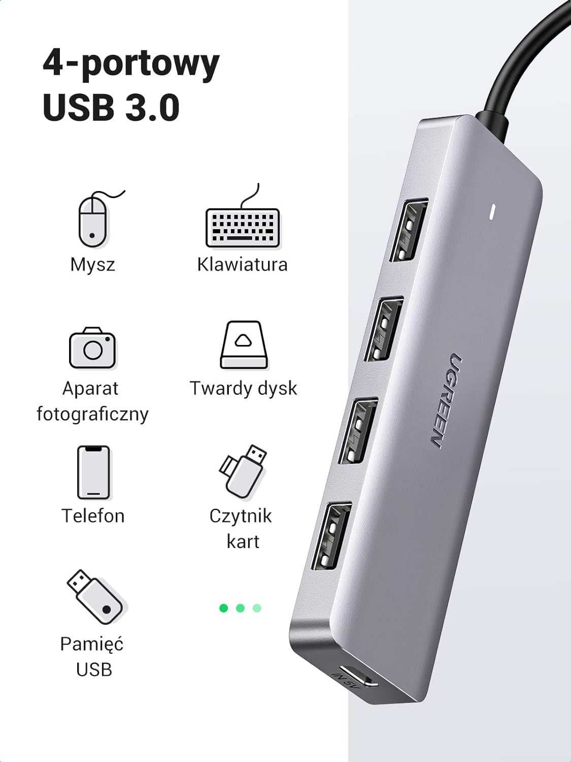 UGREEN Rozdzielacz USB C na USB 4 porty USB 3.0