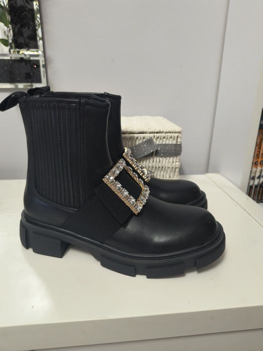 Botki trzewiki traper klamra czarne rozmiar 40