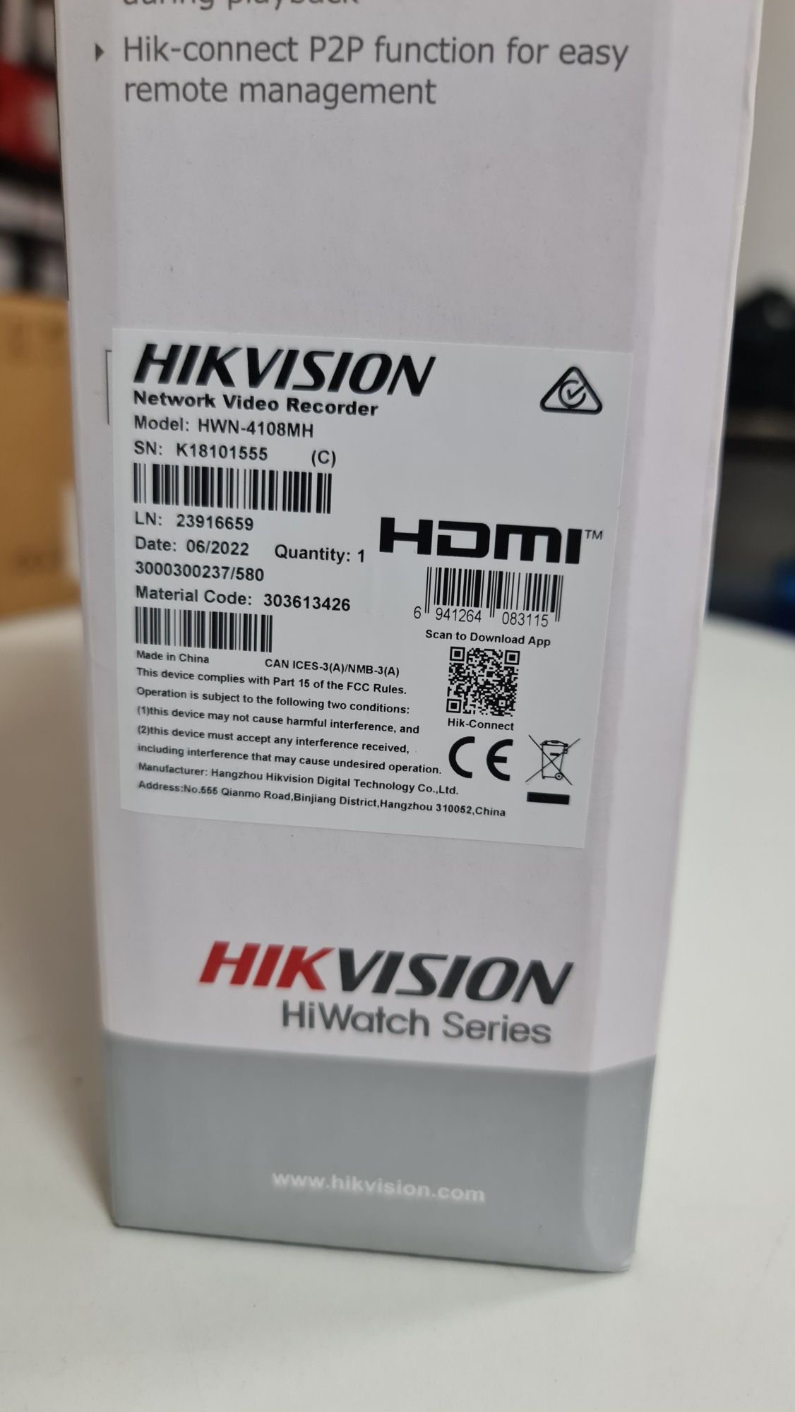 Gravador de videovigilância 8 canais por IP HIK VISION