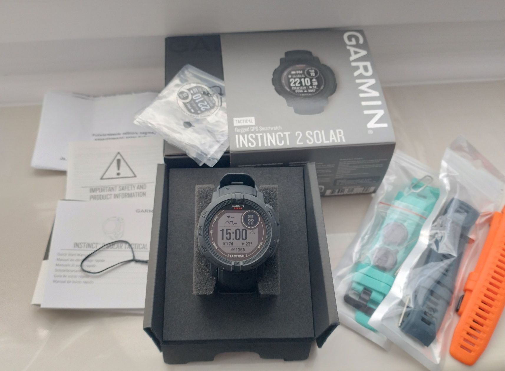 Garmin Instinct 2 solar tactical, smartwatch, dodatkowe paski, komplet