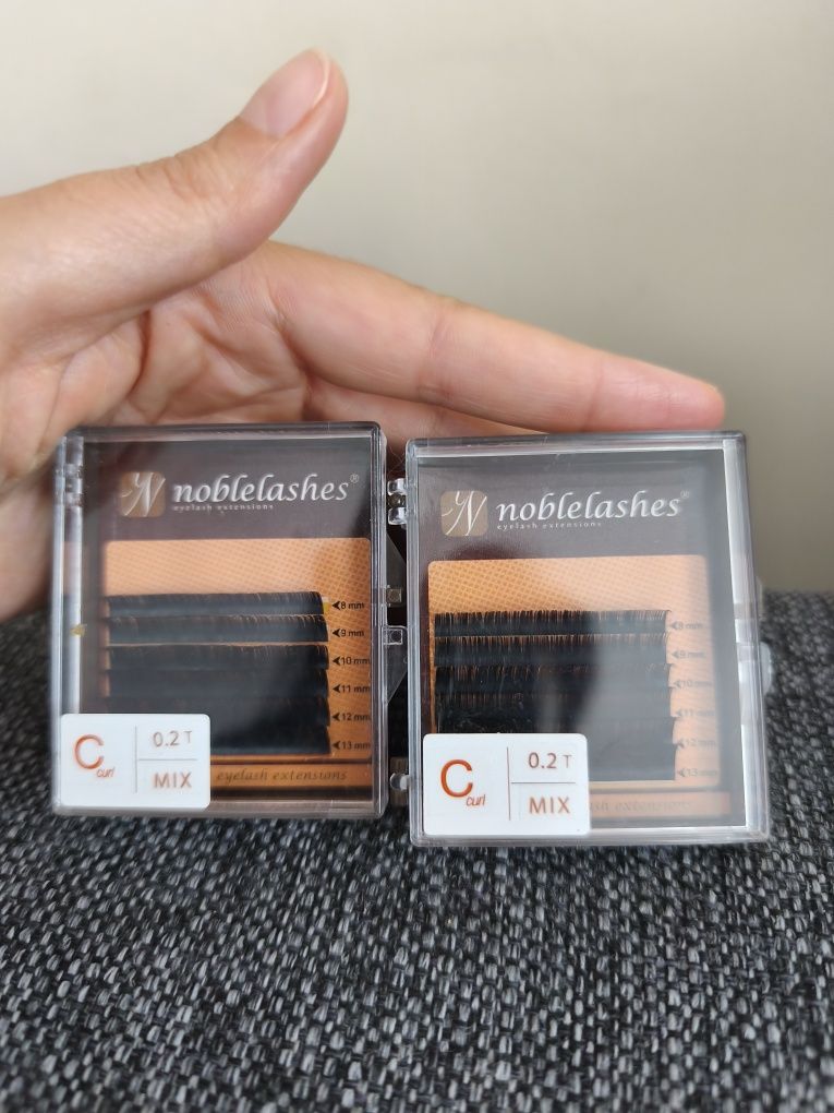 Dwa nowe opakowania rzęs rzęsy do przedłużania noble lashes c curl 0.2