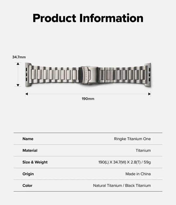 Ремешок Ringke Titanium One Apple Watch 44/45/46/49mm Natural Titanium