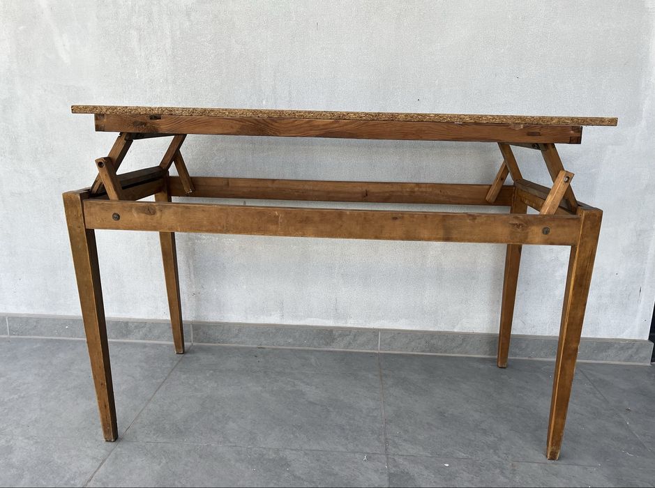 Stelaż Ława z funkcją stołu ława podwyższana PRL stolik kawowy