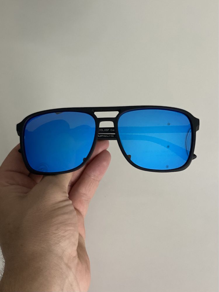 Мужские солнцезащитные очки PORSCHE Polarized синие/оранжевые ЗЕРКАЛО