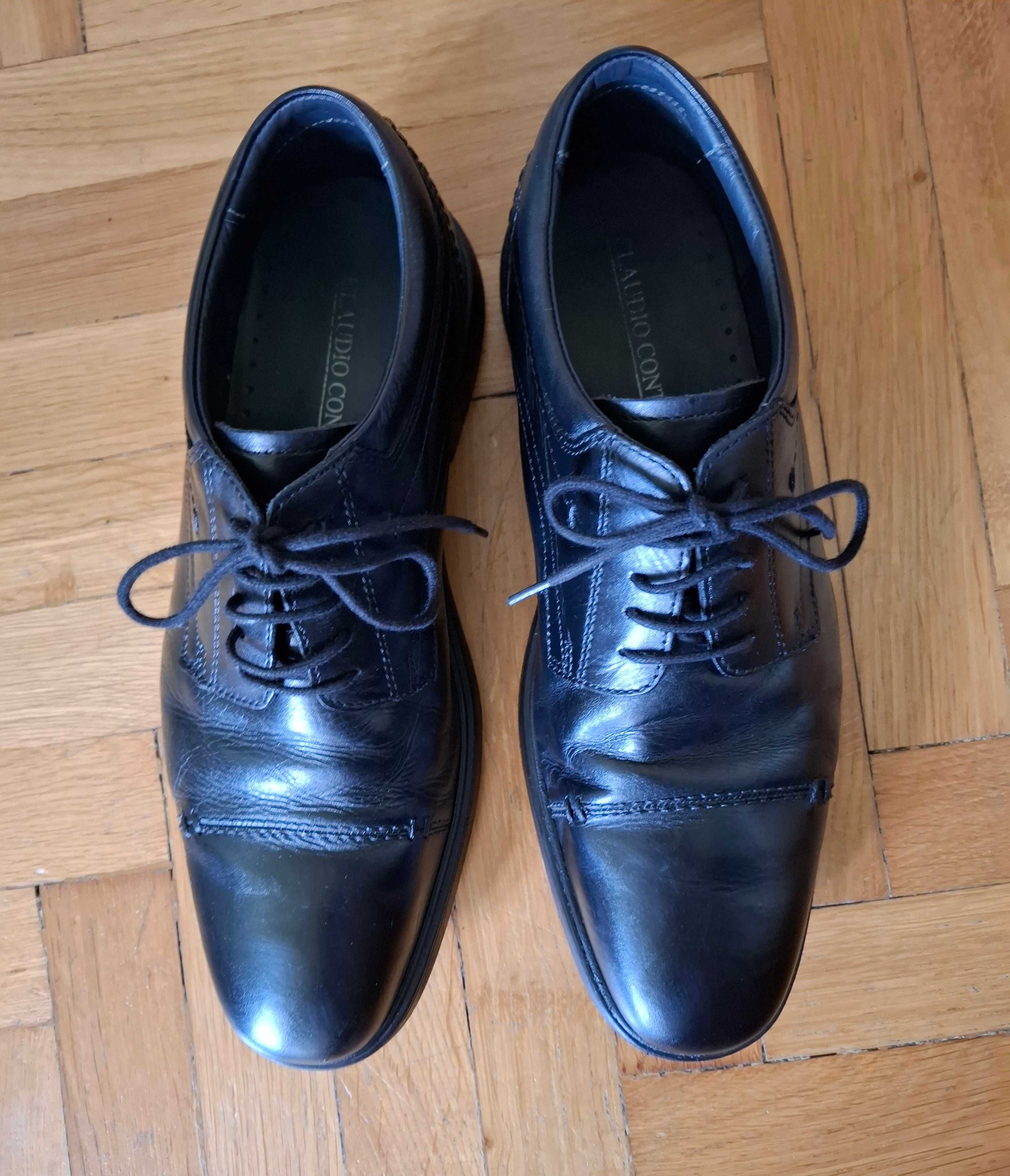Buty do garnituru okazjonalne skóra czarne rozmiar 42